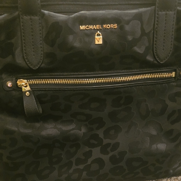 Michael Kors Black Leopard Print Tote - Picture 3 of 7